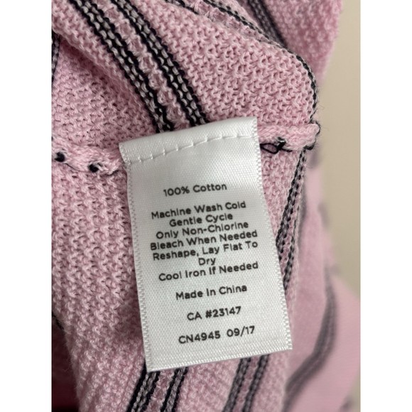 NWT Talbots XL Knit Long Sleeve‎ Top Pink Black Stripe Preppy Casual Stretchy - Picture 3 of 5